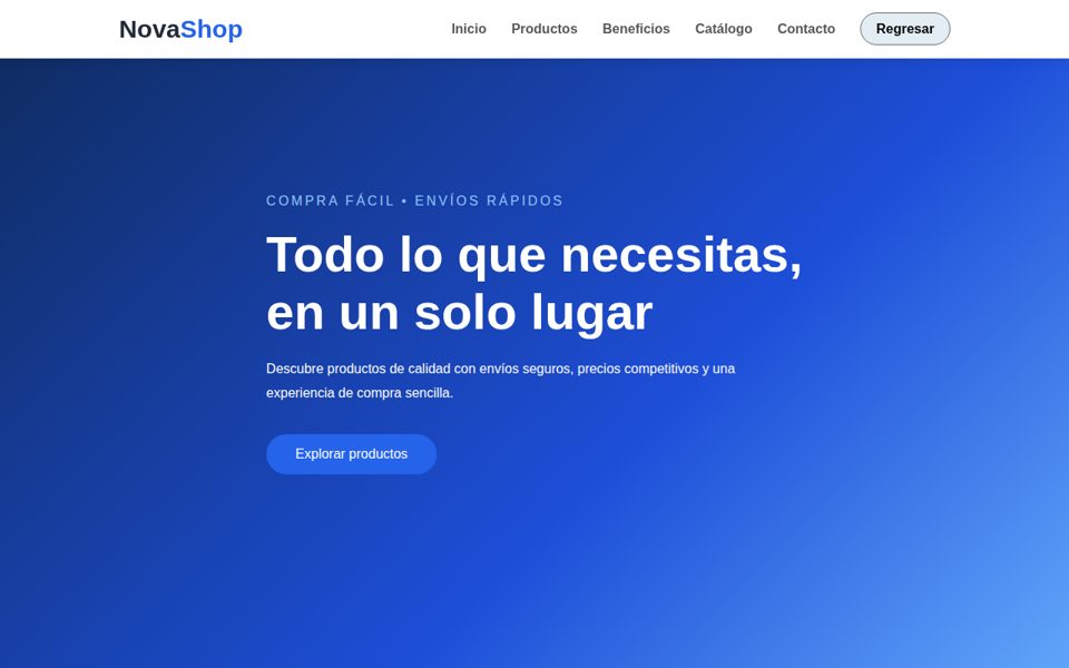 Vista previa del ejemplo de sitio web para una tienda en línea
